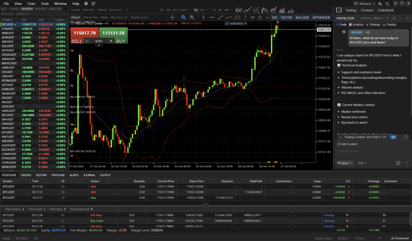 CoreXTrader Terminal View